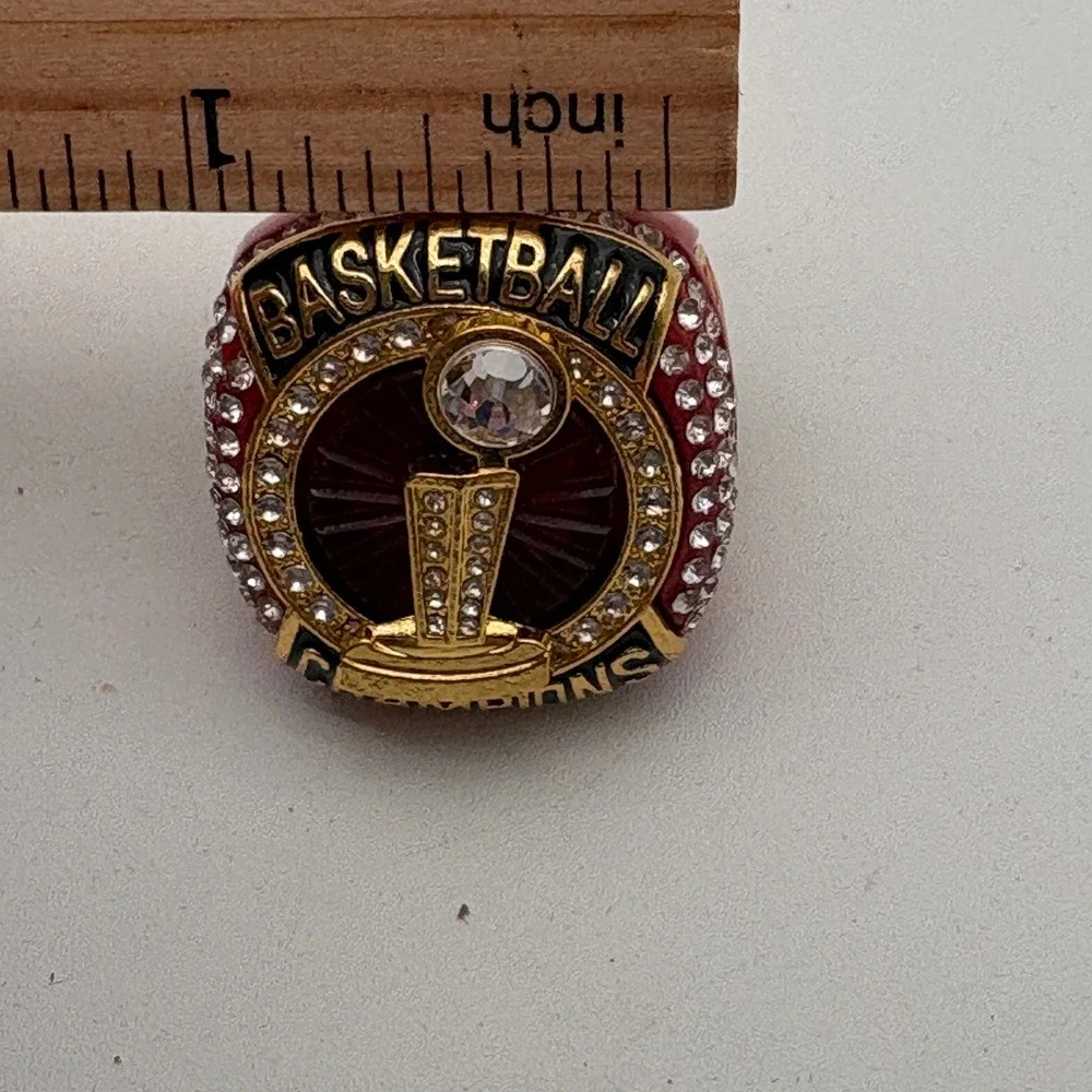 10 Bownet Award Basketball Finalist Champions Ring Red Silver Rhinestone Size 11